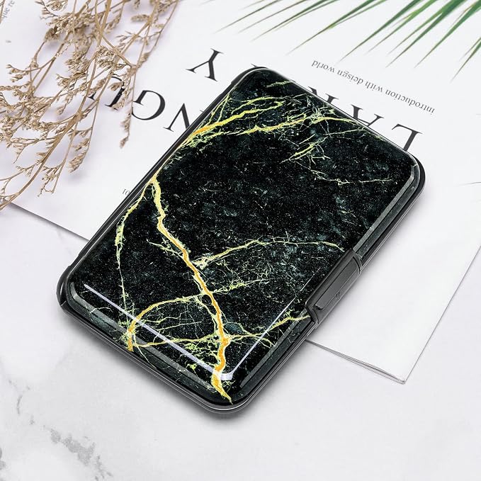 Mini RFID Aluminum Wallet Credit Cards Holder Business Card Case Metal ID Case for Men Women (Black Marble) | Mini RFID Aluminum Wallet Credit Cards Holder Business Card Case Metal ID Case for Men Women - Image 7