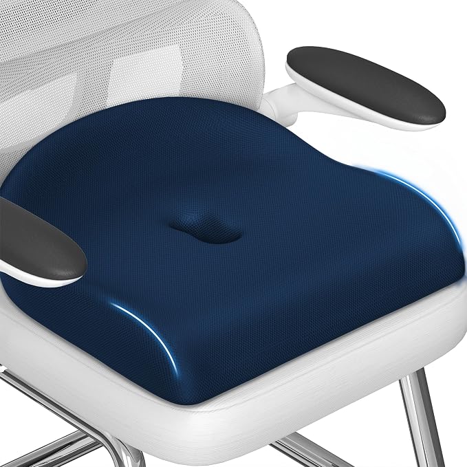 Ergonomic Memory Foam Seat Cushion for Office Chair, Blue | Wheelchair Cushions for Tailbone, Hip, Sciatica Support, Soft & Breathable, Chair Pad for Long Sitting, Driving by Unknown
