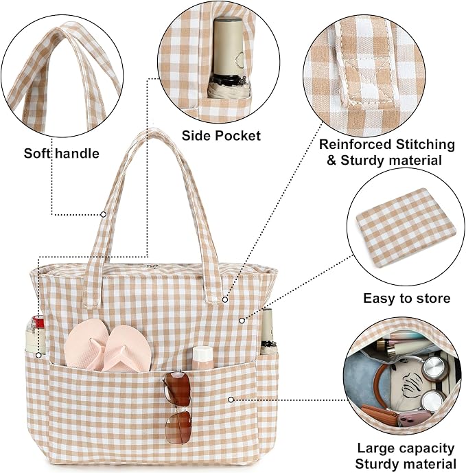 Bluboon Beach Bags for Women, Large Waterproof Tote Bag With Wet Compartment for Pool Weekender Travel Gym - Image 7