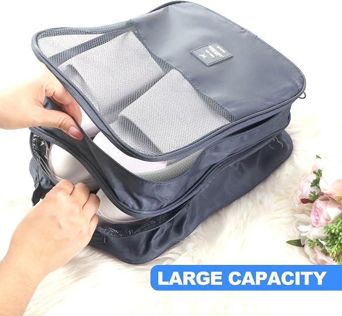 Windyun 2 Pcs Shoe Bags for Travel Holds 3 Pair of Shoes Travel Shoe Bag for Packing Portable Shoe Cubes for Travel and Daily Use(Gray) - Image 2