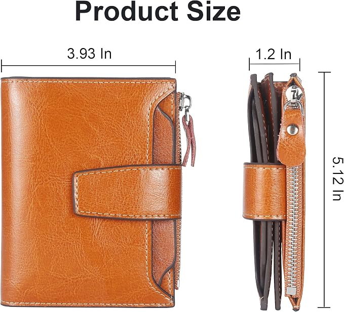 Small Compact Women Wallet RFID Blocking Genuine Leather Bifold Purse with ID Windows - Image 5