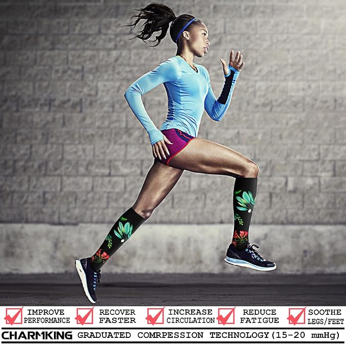 CHARMKING 6 Pairs-Compression Socks for Women & Men Circulation Best Support for Nurses, Running, Athletic,Flight Travel - Image 2