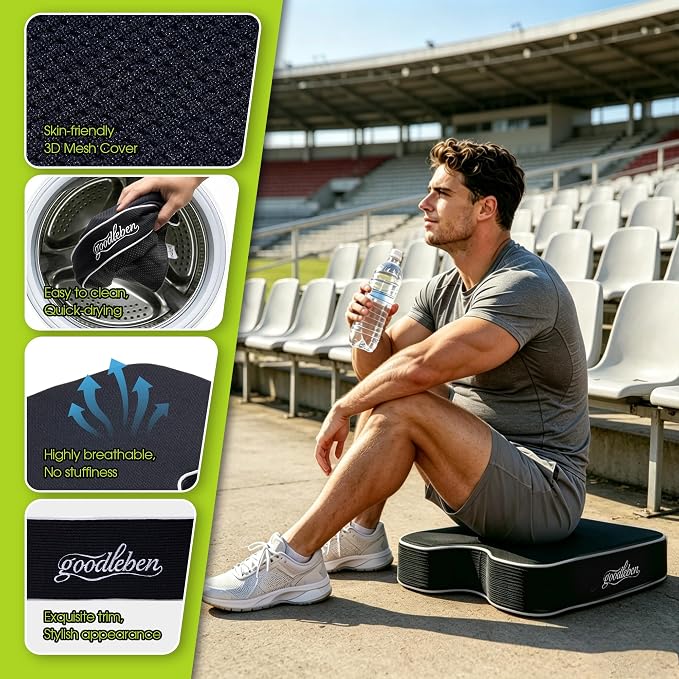 Stadium Cushion with Dual-Layer Foam (30D Support + 40D Memory), High Elasticity & Breathable, Waterproof Thick Bleacher Pad for Long Games, Portable for Outdoor Indoor Seating - Image 5
