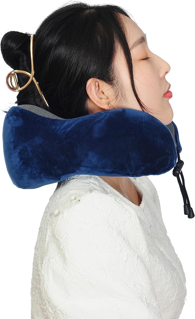 Memory Foam Travel Pillow, Neck Pillow with 360-Degree Head Support, Comfortable and Lightweight, Ideal for Sleeping on Airplane, Car, Train, Bus and Home Use, Comes with Storage Bag (Blue) - Image 7