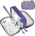 FYY Electronic Organizer, Travel Tech Pouch Bag Cable Organizer Dark Purple | Wrist Strap, Waterproof, Double Layers Portable Electronics Travel Carrying Case for Cord, Charger, Daily Business Trips Use by FYY