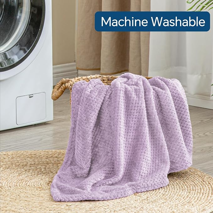 BEDELITE Travel Blanket with Bag, Jacquard Fleece Blanket 65"x40", Lavender | Ultra-soft Airplane Blanket, Luggage Sleeve & Backpack Clip, Travel Essentials for Women, Foldable as Pillow for Long Flight - Image 9