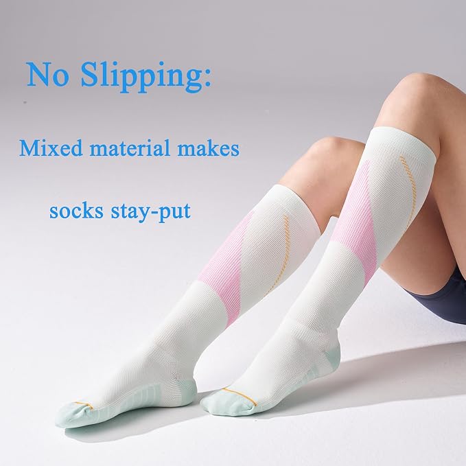 4 Pairs Compression Socks For Women and Men 20-30mmHg Graduated Compression Circulation Support Socks For Travel - Image 4