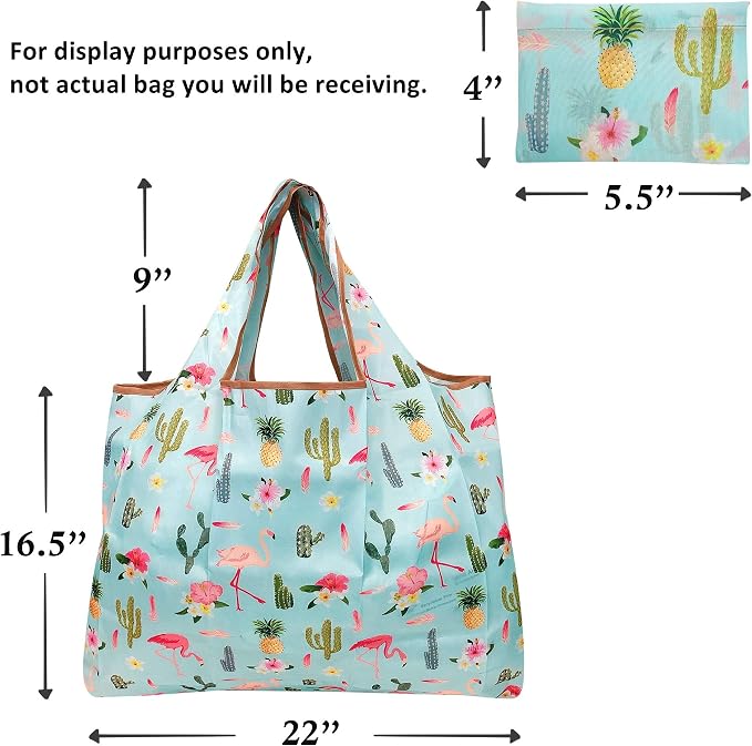 allydrew Large Foldable Tote Nylon Reusable Grocery Bags, Cutie Animals - Image 6