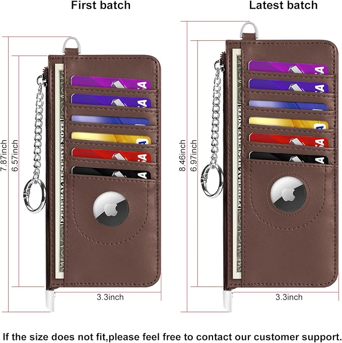 RFID Blocking Slim Credit Card Holder Wallet with Zipper Money Pocket & Keychain, Slim Airtag Wallet for Men Women - Image 2