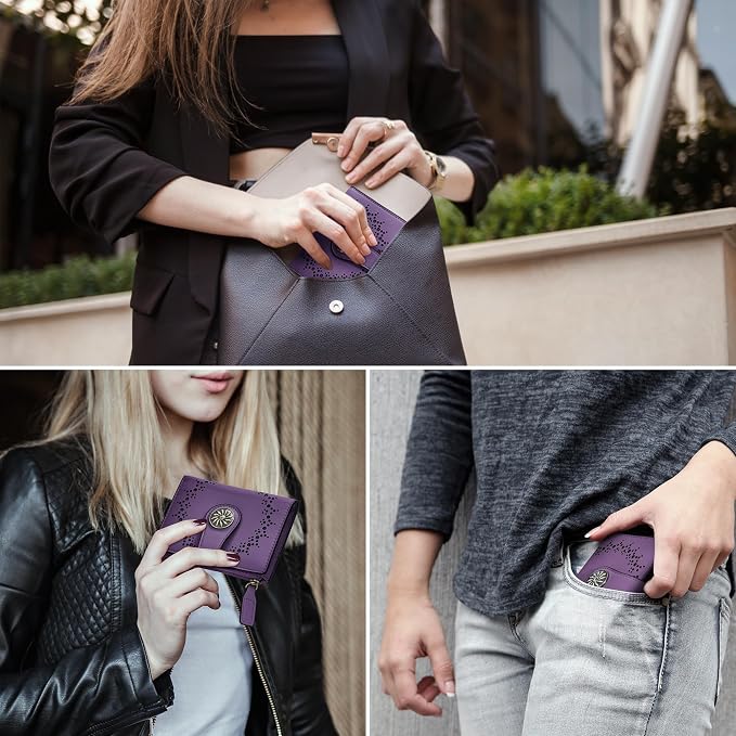 Tipmile Small Wallet for Women Bifold RFID Blocking Card Holder Leather Wallets with Zipper Coin Pocket - Image 7