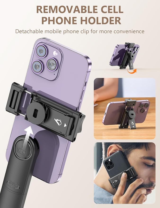 71" Selfie Stick Tripod, All in One Quadripod with Remote & Phone Holder, Extendable Cell Phone Tripod, Travel Tripod Stand Compatible with for Cell Phone & Camera, iPhone, Android,Video Recording - Image 7