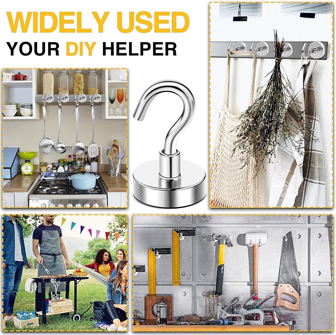 DIYMAG Magnetic Hooks, 30lbs 6pcs Cruise Cabin Essentials Heavy Duty N52 | Strong Neodymium Rare Earth Magnets, for Kitchen, Classroom, Beach, Cruise Cabins, Refrigerator, Hanging Key Clothes Wall Hat - Image 6