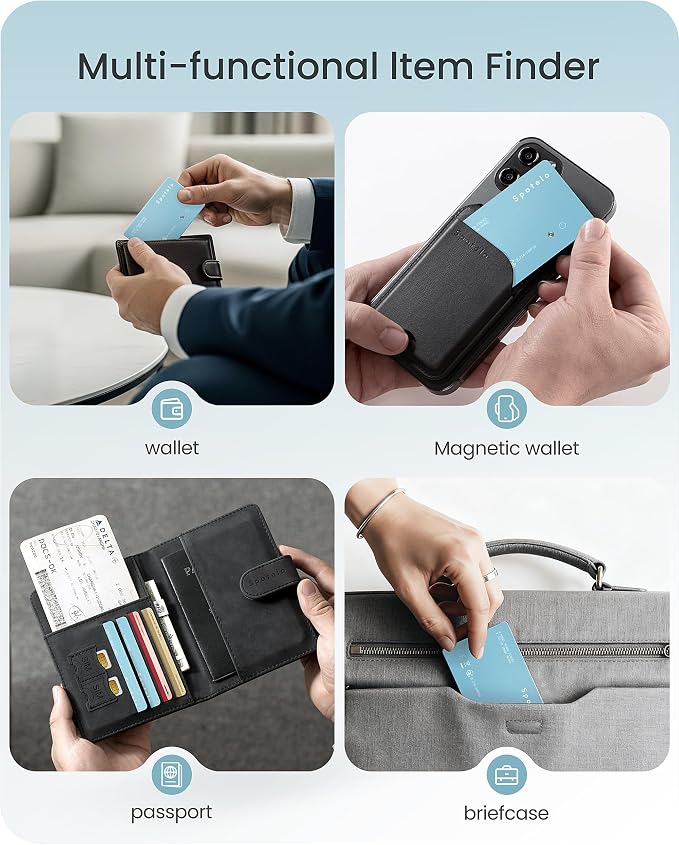 [ Apple Mfi Certified ] Wallet Tracker Card Works with Apple find My(iOS Only) Tracking Card, Rechargrable Smart Tracker, 1.7mm IP68 Waterproof Item Locator for Luggage, Passport, Bags-Blue - Image 7