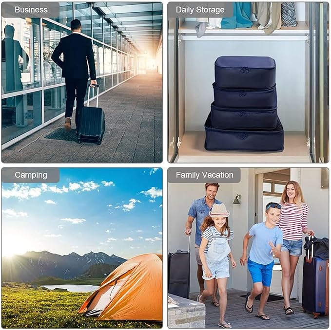 LANSKLBD 6/8 Set Packing Cubes for Suitcases Travel Luggage Packing Organizers,Travel Accessories Essentials Luggage Organizer with Shoe/Tioletry/Laundry Bag (Dark Blue, 6 set) - Image 5