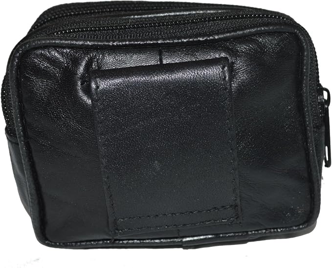 Leatherboss Genuine Leather Travel Outdoor Hiking Belt Pouch with Zipper Pocket Wallet for men women (Black) - Image 7
