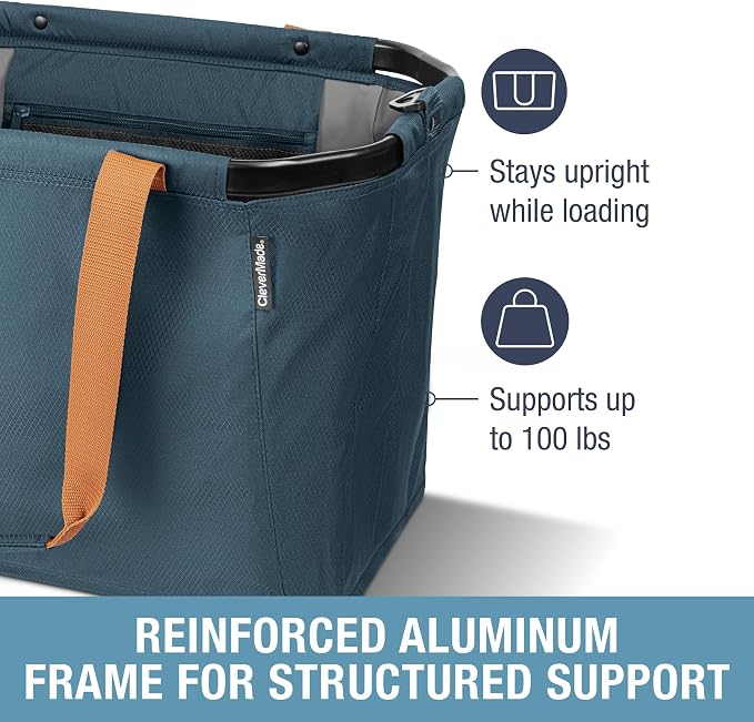 CleverMade Gear Hauler Pro Collapsible Tote Bag, 55L Outdoor Tote | Haul Bulky Gear Without Sagging | Aluminum Frame Holds 100 lb, While Shoulder and Crossbody Straps Offer Flexible Carry - Image 2