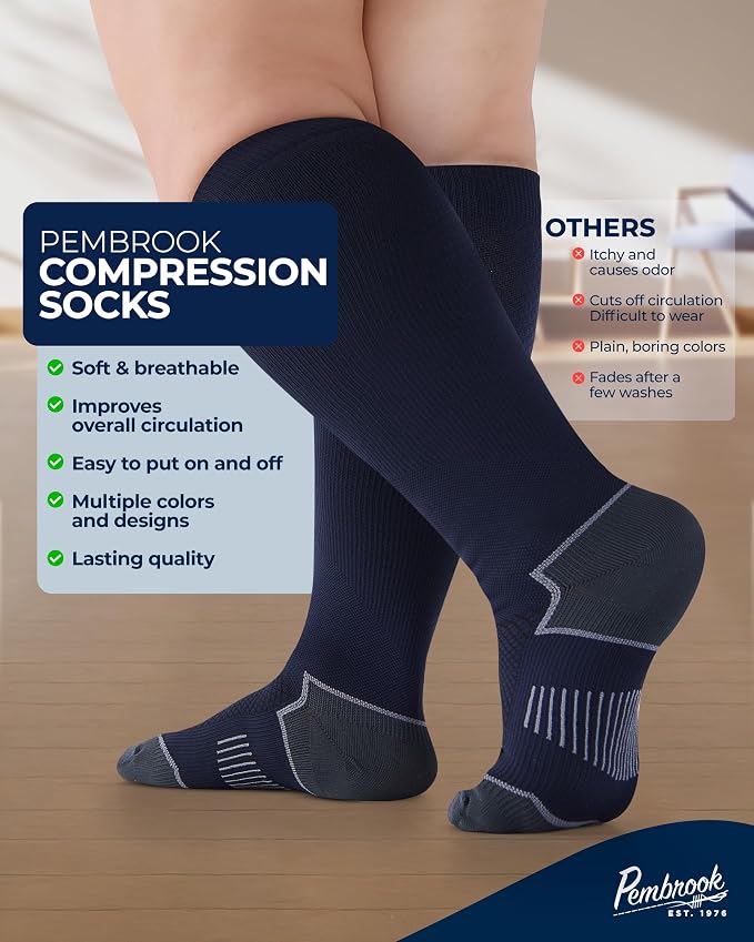 Pembrook Plus Size Compression Socks for Women Wide Calf - 3 Pairs, 20-30mmHg Extra Wide Calf Compression Socks, Up to 4XL - Image 3