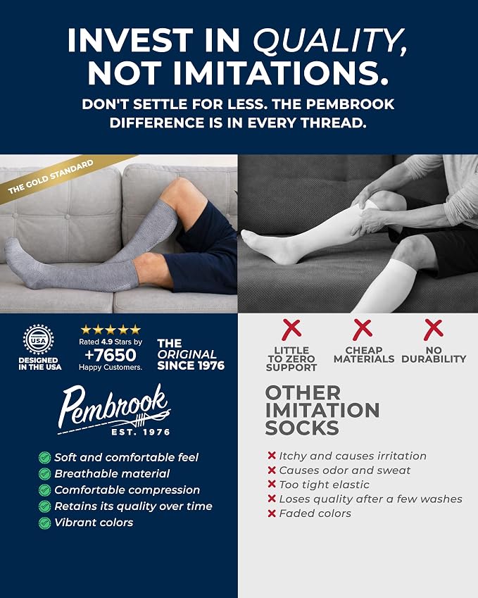 Pembrook® Light Compression Socks for Men & Women - 3 Pairs | 8-15 mmhg Compression Dress Socks for Men | Support Socks - Image 3