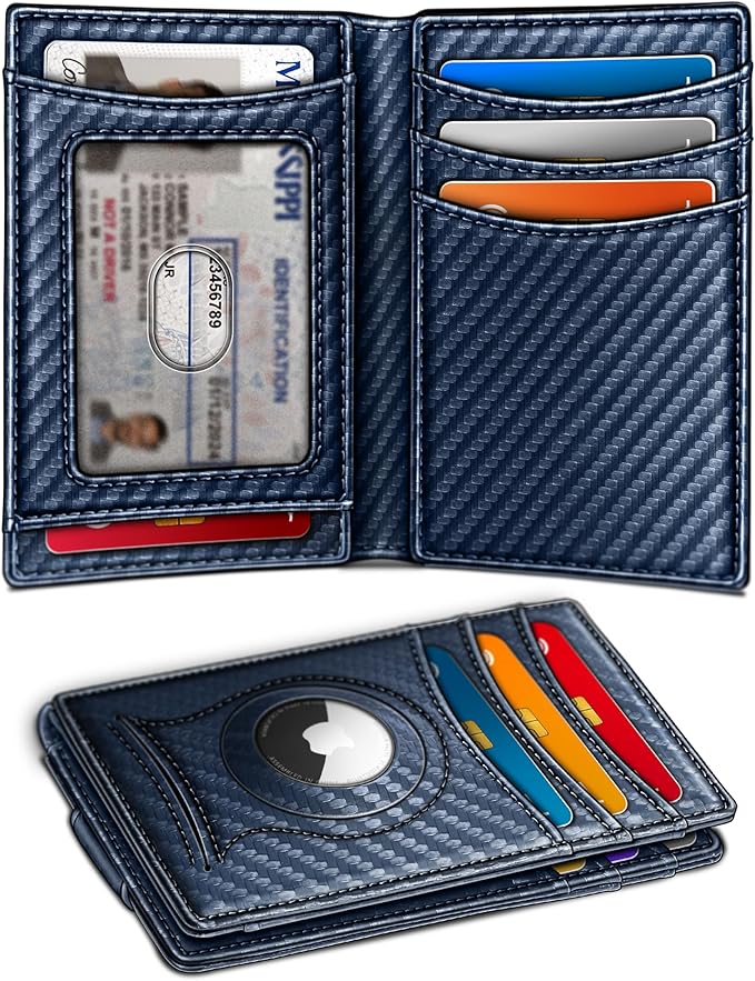 BULLIANT Magnetic Slim Leather Airtag Wallet Money Clip For Men 12Cards | RFID Blocking | Easy Access | Gift Boxed | Pocket Fit by BULLIANT