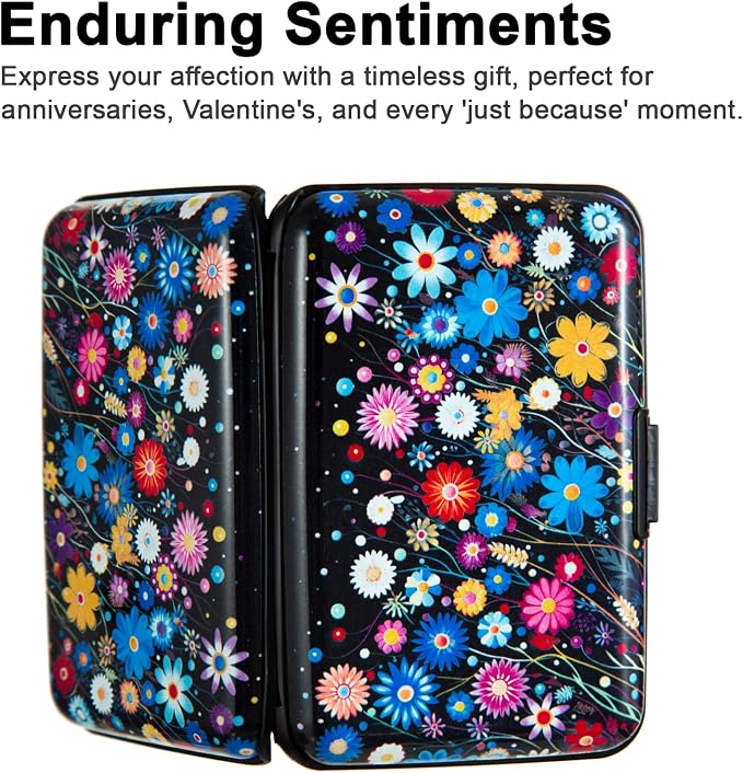 Credit Card Holder for Women Men RFID Blocking Wallet Small Business Metal Slim Mini Aluminum Hard Case (Colorful Flowers) - Image 7