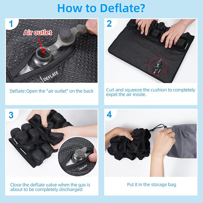 Sodurue Travel Cushion, Airplane Seat Cushion for Long Flights | Built in Inflatable Air Pump, Inflatable Seat Cushion for Car,Office,Stadium,etc, Ergonomic, 36 Pressure Relief Airbags - Image 5