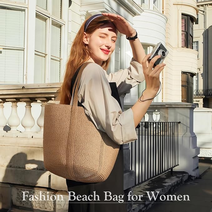 Tavaleu Straw Beach Bags for Women Tote Handbag Shoulder Hobo Bucket Bag | Lightweight, Foldable, PU Straps, Magnetic Closure, Zip Pocket, Reinforced Bottom, Summer Purse, Travel, Vacation, Daily Use - Image 2