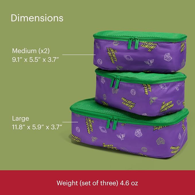 Away Toy Story 5 Kids Packing Cubes Set of 3, Travel Organizers | Medium & Wide Packing Cubes, Water-Repellent Nylon with Mesh Tops, Space-Saving for Kids Carry-On, Buzz Lightyear Purple - Image 5
