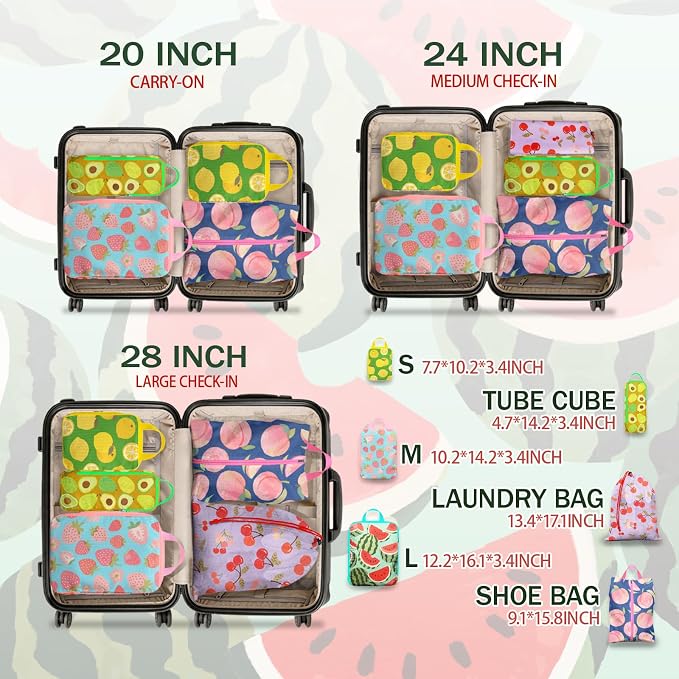 6 Pcs Compression Packing Cubes for Travel, Waterproof Luggage Organizer Washable Storage Bags Set - Packaging Cubes for Backpack Travel and Carry-Ons - Image 5