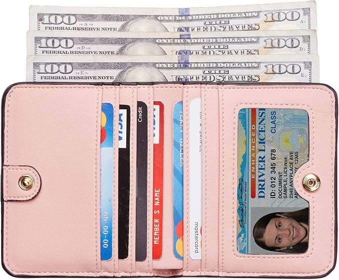 Toughergun Women’s Small Slim Leather Wallet with RFID Protection, Compact Bifold Mini Purse with Clear ID Window - Image 2