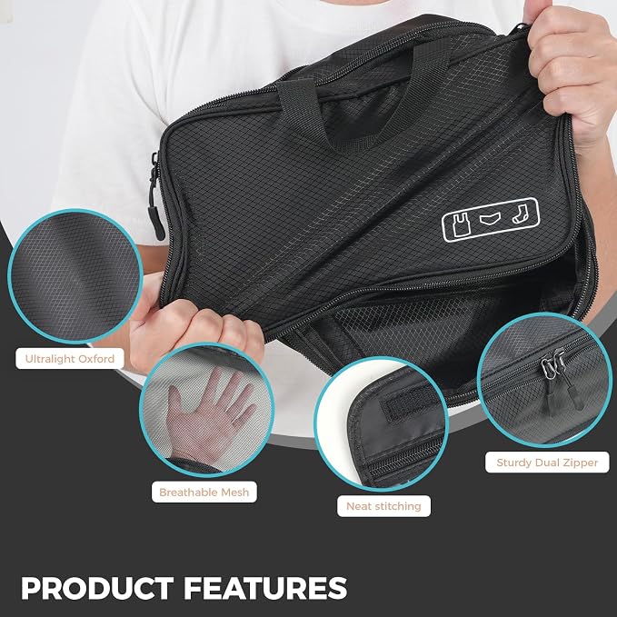 Compression Packing Cubes for Carry On Suitcase Backpack | Lightweight Travel Packing Organizer for Weekend, Space Saving Double-Zipper Packing Cubes with Laundry Bag - Image 3
