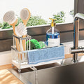 Cisily Sponge Holder for Kitchen Sink, Sink Caddy Organizer with High Brush Holder, Kitchen Countertop Organizers and Storage Essentials, Rustproof 304 Stainless Steel (Silver with Towel Rack, 9.25″) by CISILYHOMELIFE