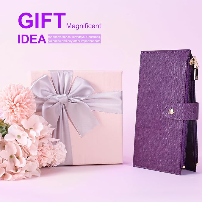 Travelambo RFID Wallet Women Large Size Bifold Multi Card Wallet Case with Zipper Pocke Credit Card Holder for Women - Image 9