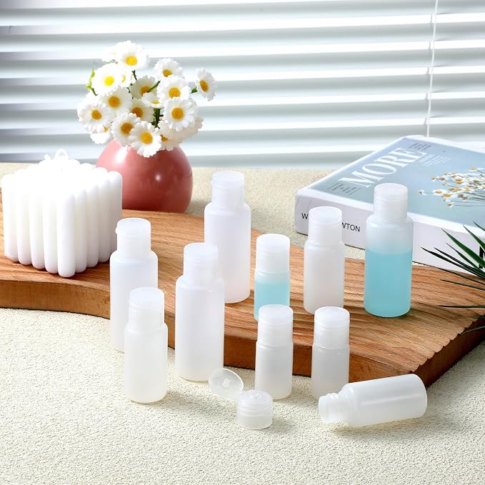 KALIONE 10PCS 12ml/18ml/30ml Travel Size Bottles with Flip Cap, Squeeze Sample Jar Containers, Empty Plastic Sample Bottle for Foundation Shampoo Emollient Water Shower Gel Emulsion - Image 5