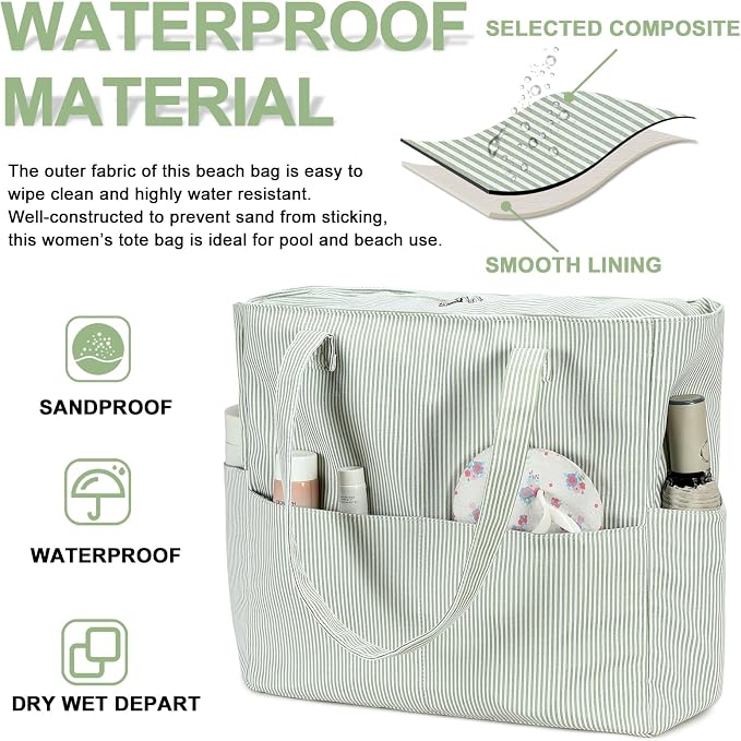 Bluboon Beach Bags for Women, Large Waterproof Tote Bag With Wet Compartment for Pool Weekender Travel Gym - Image 4
