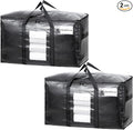 TAILI 2 Pack Black Extra Large Moving Bags,Storage Bag with Visible Window | 93L Heavy Duty Totes For Storage,Wrap Around Handles,Alternative to Moving Boxes, College Dorm,Perfect for Moving by TAILI