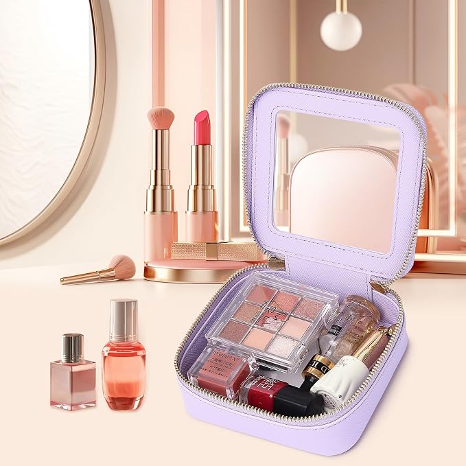 Pinkmik Small Clear Mini Makeup Bag, Purple, MINI-1 | Cosmetic Case & Toiletry Bag, Zipper Closure, Purse Organizer, Car Essentials - Image 4