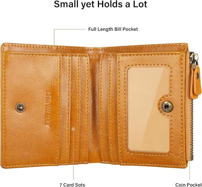 Ultra Thin Small Compact Leather Womens Girls Wallets RFID Blocking Credit Card Holder for Women - Image 4
