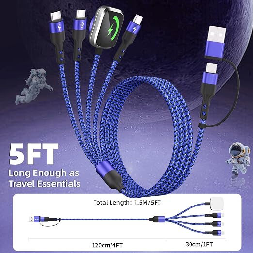 Travel Essentials Multi Charging Cable with 3 Type-C Ports/ iWatch Charger | Chargers for Multiple Devices, USB C Splitter for iWatch Ultra/11-2, iPhone 17-15/Android, Car Accessories&Cruise Essentials - Image 7