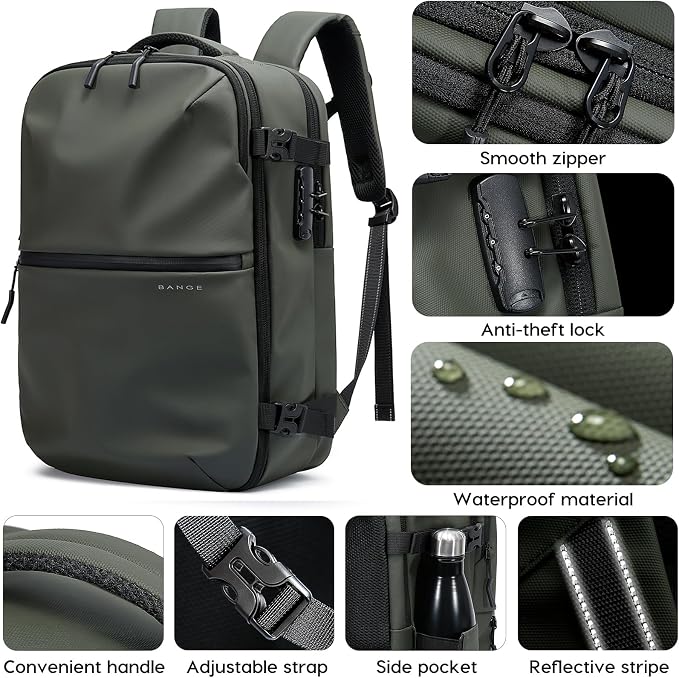 BANGE Travel Backpack with TSA lock version can hold 15.6 inch Laptop suitable Daily Commute and Overnight Flight Approved Anti-theft Bag - Image 4