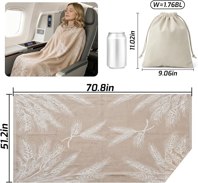 Travel Blanket Airplane - Ultra Soft & Lightweight Knit Design Compact Airplane Blanket,53x72 Inch,Stylish Travel Shawl Wraps for Flights,Office,Home Use,Travel Essentials & Gifts - Image 2