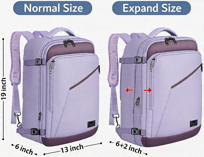 MATEIN Travel Backpack, Carry on Backpack with Detachable Shoulder Straps | Personal Item Bag for Traveler, Large Capacity, Water Resistant, Traveling Essential for Women Men Teacher Nurses, Purple - Image 5