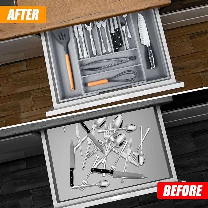 Kitchen Silverware Drawer Organizer and Storage Cabinet Utensil Rack Bathroom Counter Vanity Extra Large Big Cooking Drawer Organizers Countertop Pantry Storage Cabinet Best Kitchen Must Haves 2025 - Image 3