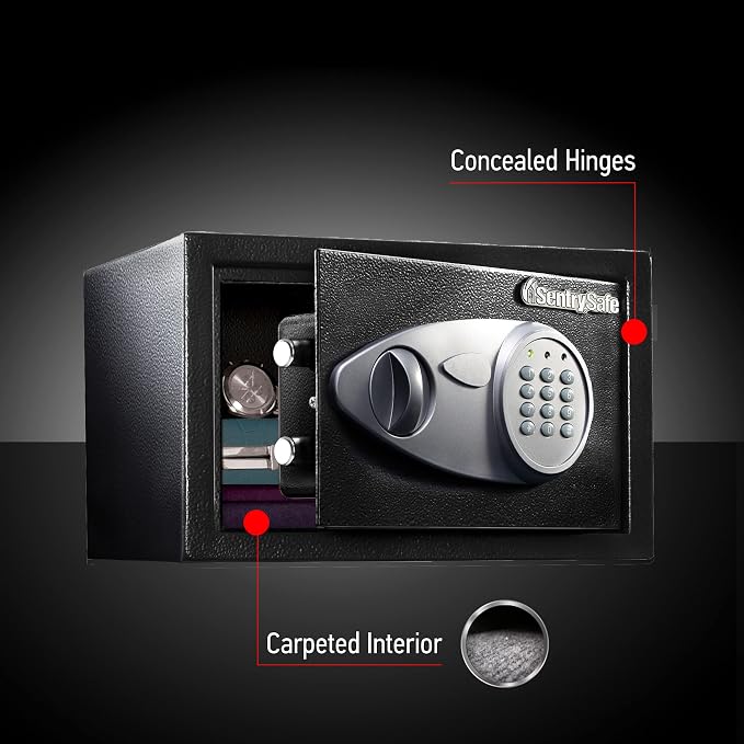 SentrySafe Safe with Digital Keypad Lock, Steel Safe with Interior Lining and Bolt Down Kit for Money, Jewelry, Electronics, 0.58 Cubic Feet, 8.7 x 13.8 x 9.7 Inches, X055 | Steel Safe With Interior Lining and Bolt Down Mounting Kit and Digital Keypad ... - Image 5