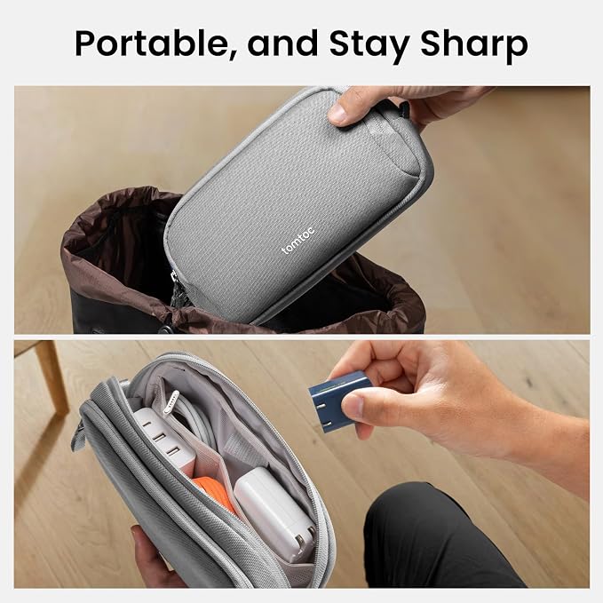 tomtoc Electronic Organizer Travel Case, Dual Compartment Tech Organization | Water Resistant Cable Pouch Storage Bag for Charger, Cord, Phone, Hard Drive, Power Bank, Accessories Travel Essentials - Image 10