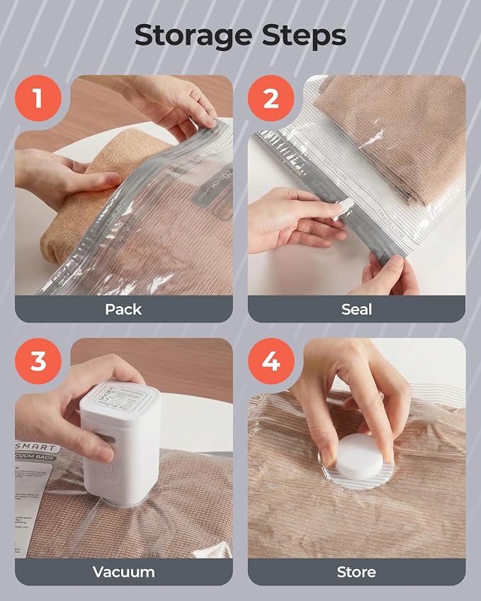 BAGSMART Travel Vacuum Bags with Rechargeable Electric Pump, 12PC Kit | Heavy-duty PA+PE material, Bonus Shoe, Laundry & Toiletry Bags, Save 80% Space Ideal for suitcase packing, travel & home. - Image 7