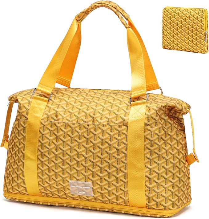 TINYAT Foldable Travel Duffle Bag Expandable Personal Item Travel Bag,32L | Expandable Gym Bag for Women Weekender Carry On Overnight Tote Large Capacity Portable Luggage Bag by TINYAT