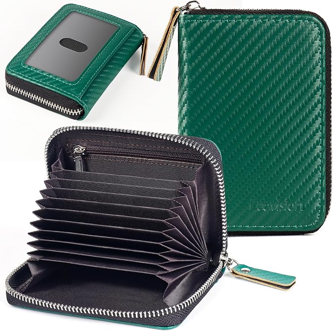 Credit Card Wallet, RFID Card Case Wallet, Zipper Card Cases Holder for Men Women, RFID Blocking, KeyChain Wallet, Compact Size Card Organizer Case for Women by Ecovision