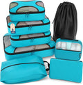Shacke 8 Set Packing Cubes for Travel, Shoe & Toiletry Bags (Aqua Teal) | Complete Suitcase Organizer Bags Set: 4 Luggage Packing Cubes + Laundry, Shoe, Toiletry & Accessories Bags for Any Trip by Shacke