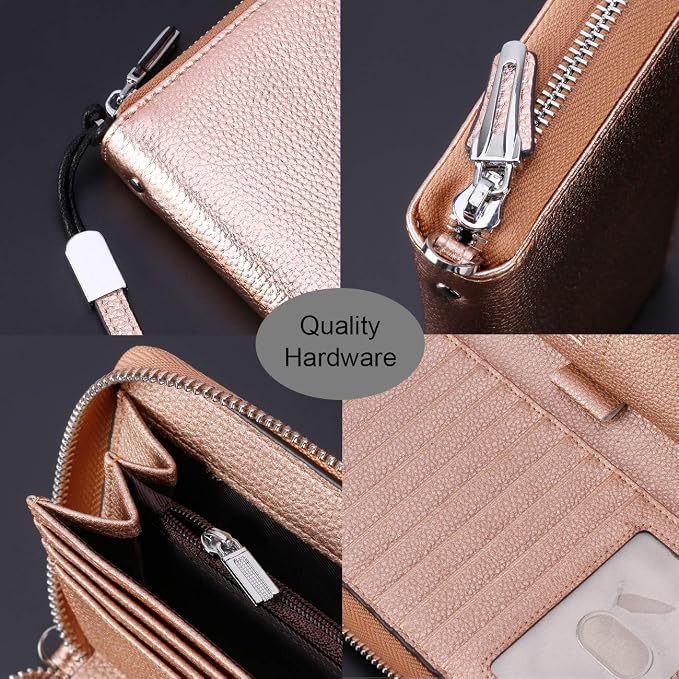 Small Compact Women Wallet RFID Blocking Genuine Leather Bifold Purse with ID Windows - Image 4