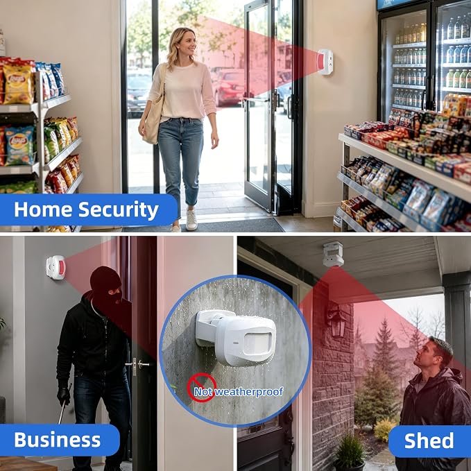 Wireless Motion Sensor Alarm Doorbell, 500FT, 0-110dB, 55 Chimes | Fast PIR entry detection with adjustable volume and 55 chimes for elderly care, home entrances, and business use - Image 2